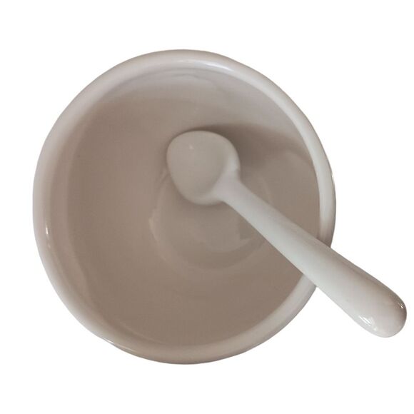 Pottery Barn Sausalito Creamer & Sugar Bowl Set With Spoon Off White Stoneware. - Picture 6 of 16